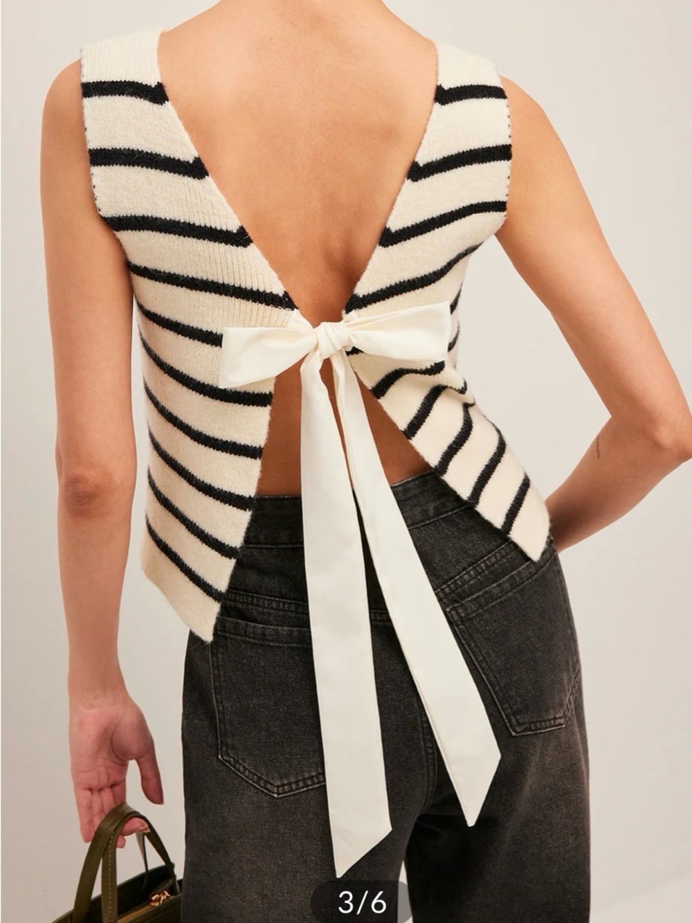 Commense bow back detail stripped sweater - Picture 3 of 10